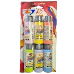 PINTURA ACRILICA AD 60ML. SET X 6 PASTEL