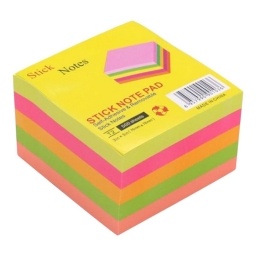 NOTAS POST ADHESIVAS CUBO FLUO 7X7CM. X500