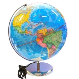 GLOBO TERRAQUEO SP PLASTICO BASE METAL 32 CM. CON LUZ